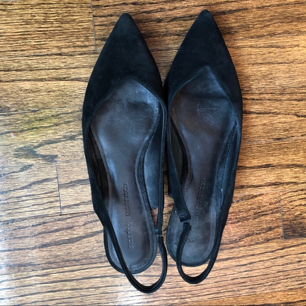 Sigerson Morrison Suede Slingback Pointed Flats - Picture 2 of 8